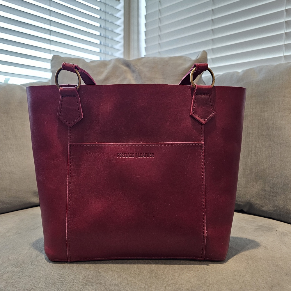 Beautiful Portland Leather Raspberry Market Tote